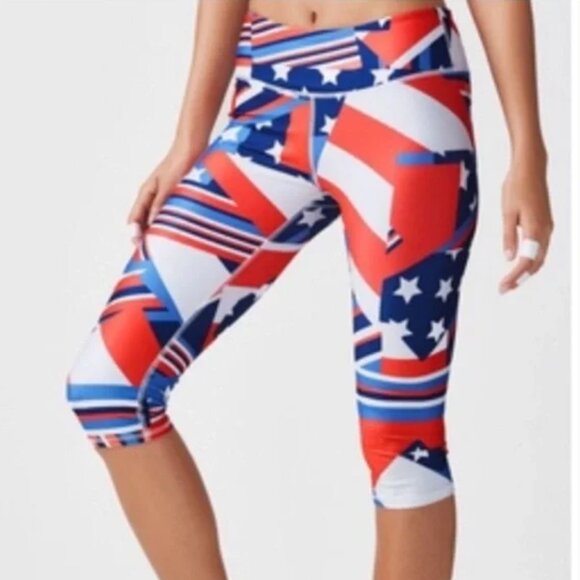 Fabletics Salar American Flag Crop Leggings medium - Picture 1 of 9